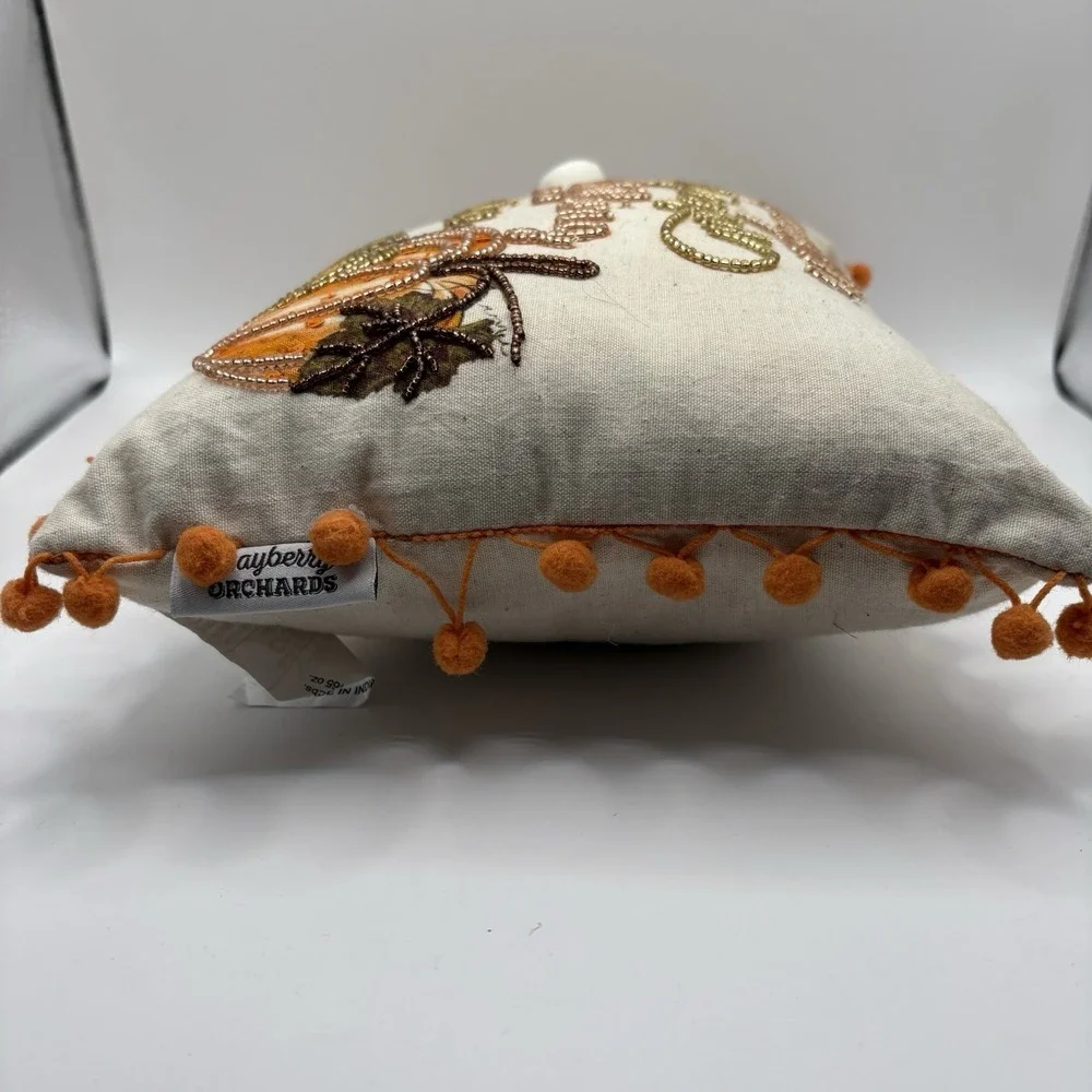 Bayberry Orchards Fall Pumpkin Spice And Everything Nice Pillow Tassels